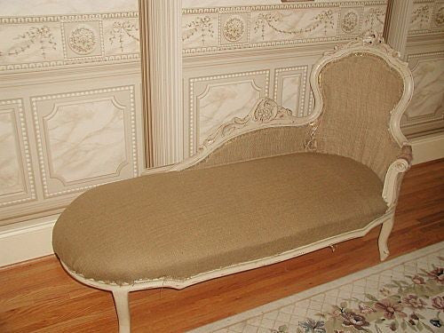 rench chaise lounge late 19th C hand carved Louis