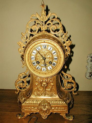 French Bronze Clock Pendulum Porcelain Numerals C.1900