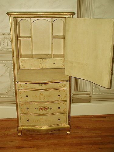 French Secretary Desk Unique Hand Painted Early 1900's