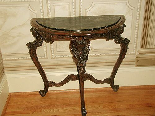 Italian Cherub Table Console Marble Top Hand Carved C.1900 Stunning