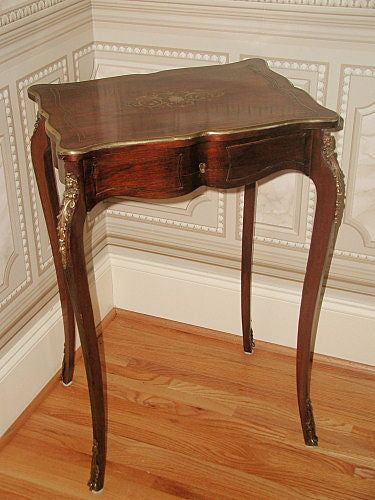 Rosewood Bronze Vanity Table Desk Inlaid Mounts France 19th Century