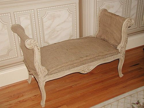 French Bench Stool Hand Carved Louis XV 19th Century