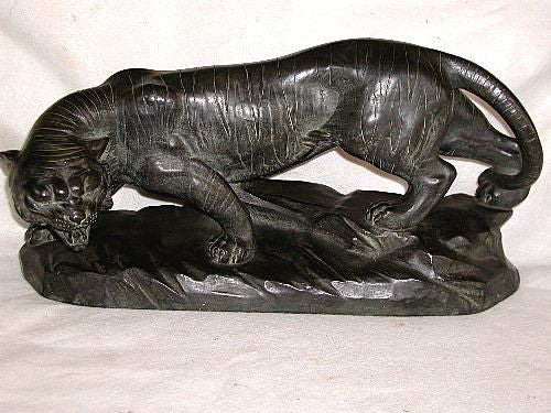 Signed Panther Sculpture EJM Terra Cotta C.1890-1900