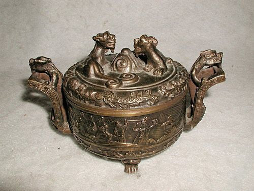 Bronze Mythological Box Chinese Lion C.1880-1900
