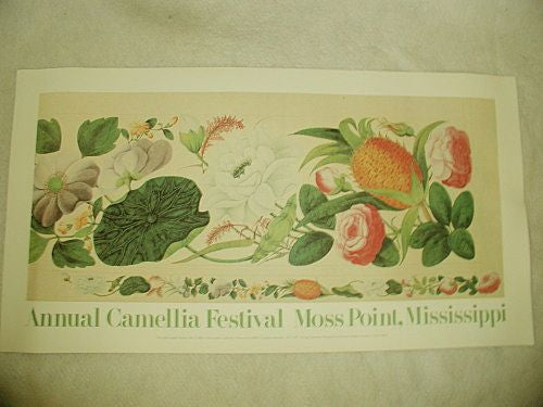 Camellia Festival Print 20th C Floral Panel Moss Pt. Mississippi