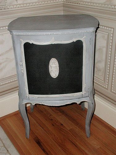 French Music Cabinet Carved 19th C Painted
