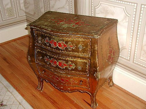 Florentine Bombe Chest 19th Century Italy Gorgeous Hand Painting