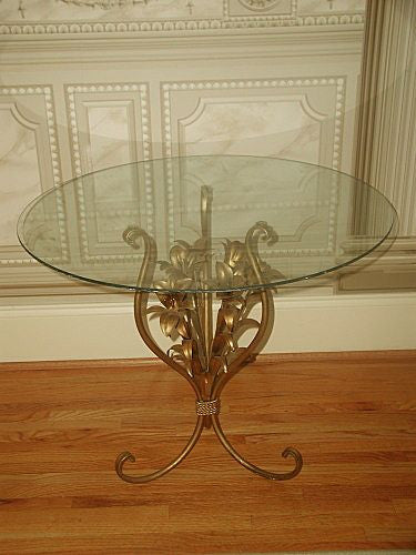 Florentine gilt table early 1900's glass removable top