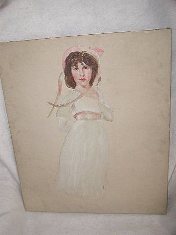 French portrait painting early 1900's oil on canvas