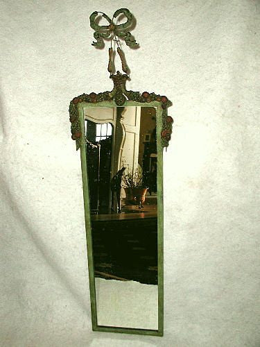 Carved french mirror C.1820-30 garland bow on wire