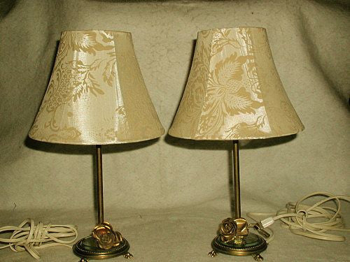French Mirrored Lamps Brass Early 1900's Vanity Buffet