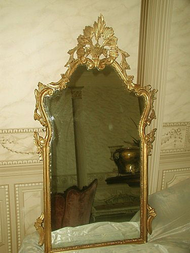 Italian Giltwood Mirror Carved C.1900