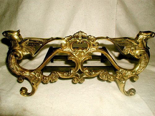 Brass fireplace grate France mid 19th century mythical creatures