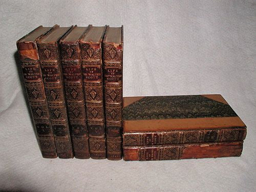 Walter Scott Memoirs England C.1837 7 Volumes Illustrations Leather Bound