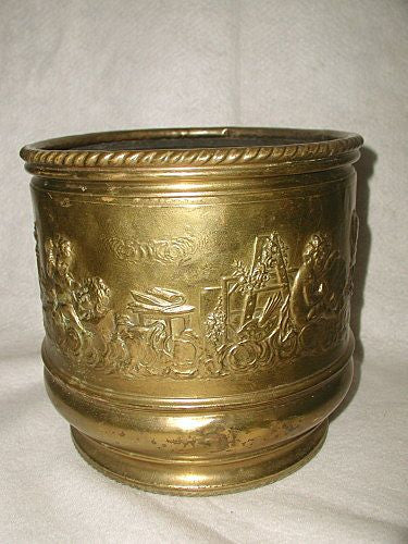 Dutch Brass Planter Solid Mid 19th C Hand Forged Repousse Jardiniere