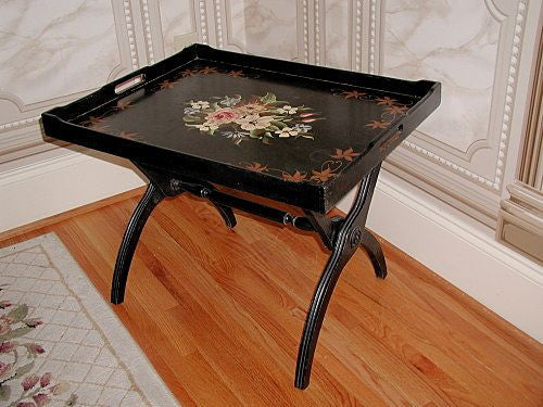 Decorative Tray Table Large Wooden Hand Painted With Stand