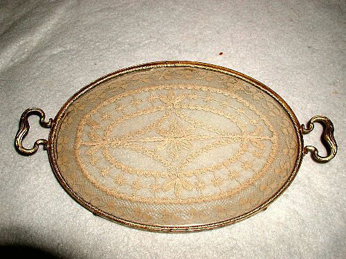 Vanity Dresser Tray France 19th C Hand Made Lace Insert