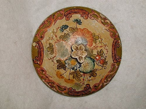 Papier Mache Lid Italian Hand Made Painted 19th Century Wall Hanging
