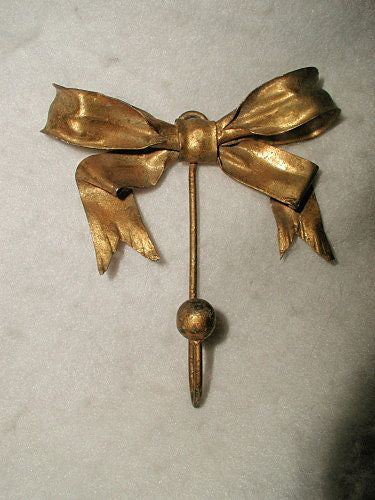 Gilt Bow Hook France Petite Metal Early 1900's