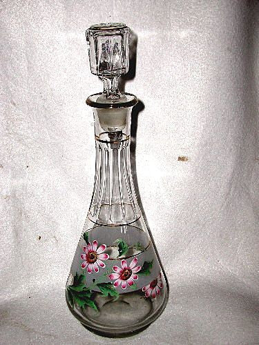 Glass Decanter 24K Hand Painted Gilt Early 1900's