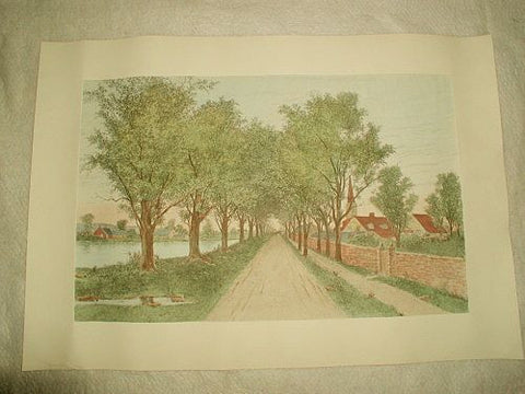 English Landscape Engraving 19th C Hand Colored