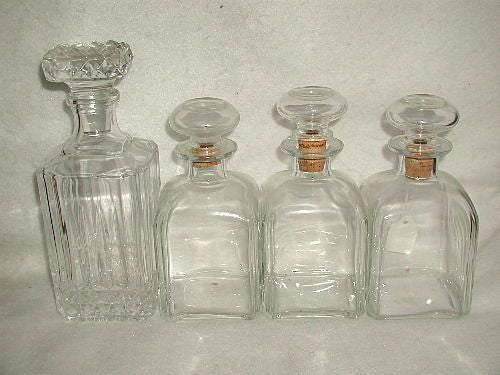 Set Barware Decanters Glass Breweriana Early 1900's