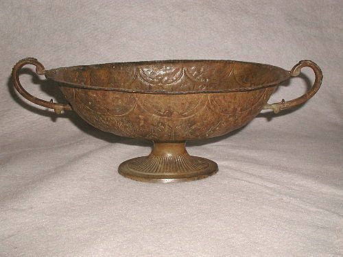 Italian Bowl Planter Large Classical Footed Dual Handles Hand Made Early 1900's
