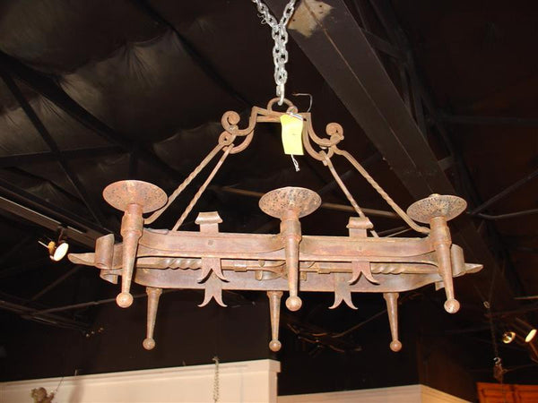 Antique French, 6 Light Iron Chandelier