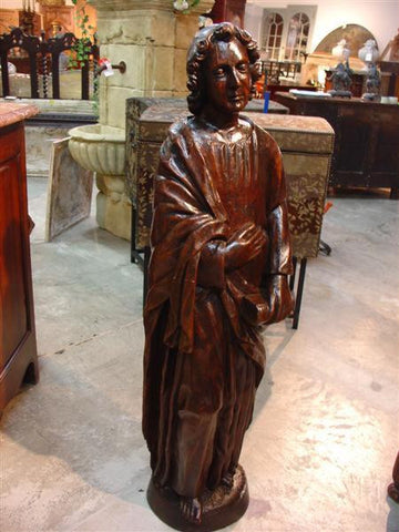 Antique Walnut Wood Religious Statue