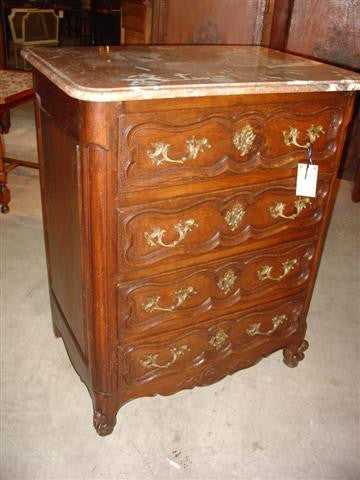 French Antique 4 drawer Marble Topped Chest of Drawers