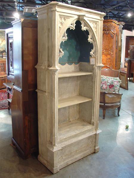 Painted French Gothic Bibliotheque Made of Antique Elements