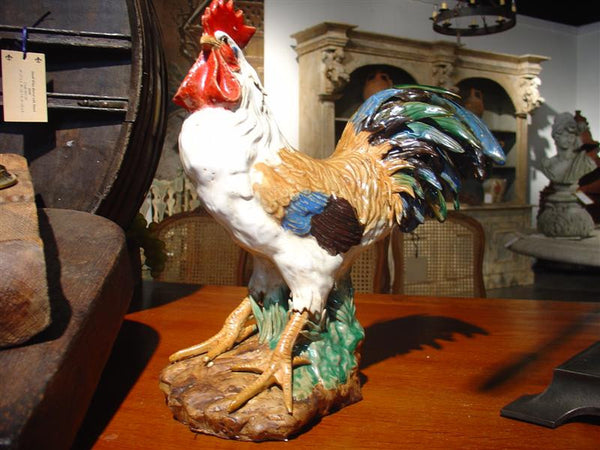 Glazed Ceramic Rooster Statue