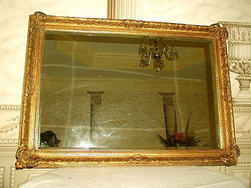 French gilt mirror carved beveled mid 19th century