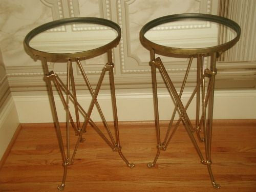 French Campaign tables mirrored gilt metal early 1900's