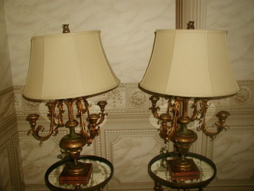 Italian candelabra lamps very early 1800's hand carved rewired