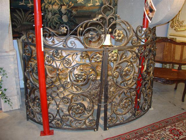 Pair of Antique Demi-Lune Iron Gates from France
