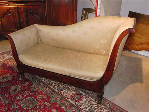 Antique French Empire Style Mahogany Upholstered Meridienne