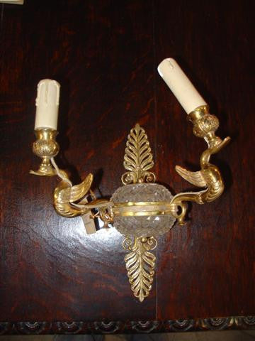 Crystal and Bronze Sconce