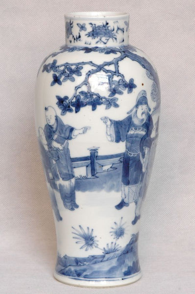Chinese Qing Blue and White Porcelain Vase Kangxi Mark , 19C