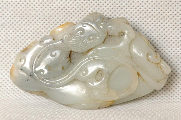 Chinese Ming Dynasty Hetian Russet-Skin Jade Carving w Dragon