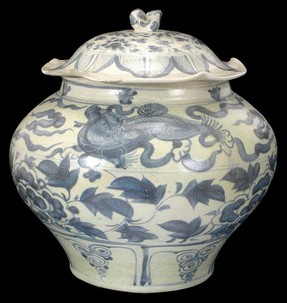 Masterpiece Chinese Yuan Blue and White Porcelain Jar , 13C