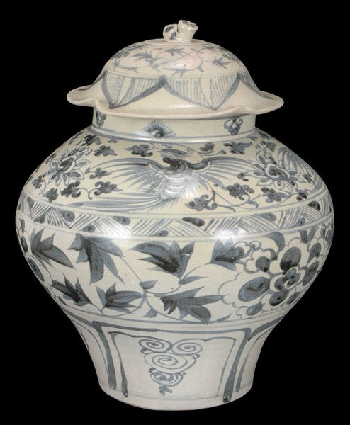 Masterpiece Chinese Yuan Blue and White Porcelain Jar, 13C